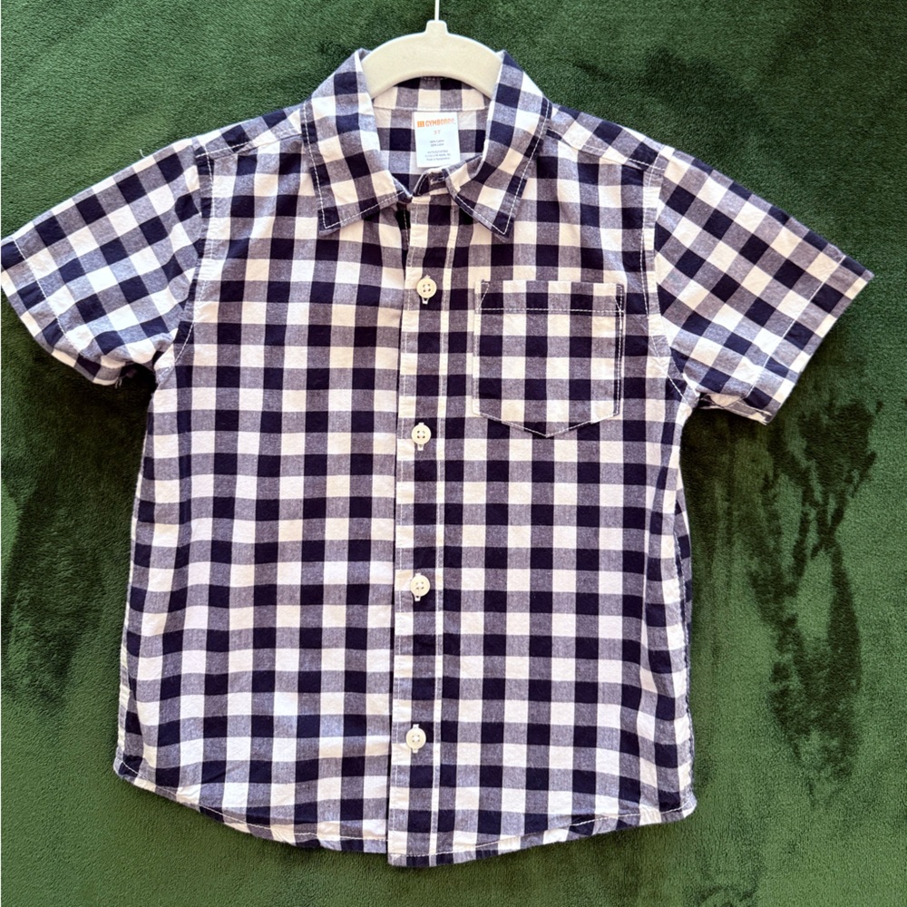 Gymboree Navy and White Checkered Shirt